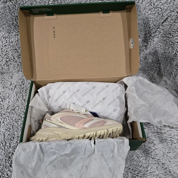 Lacoste Women's Pink and Cream Sneakers L003 Neo Shot Size 7.5 - Picture 14 of 15
